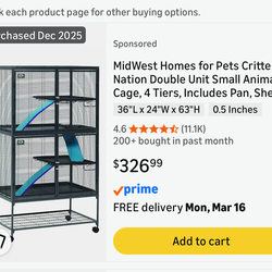 MidWest Critter Nation Double Unit Cage – Like New – Built