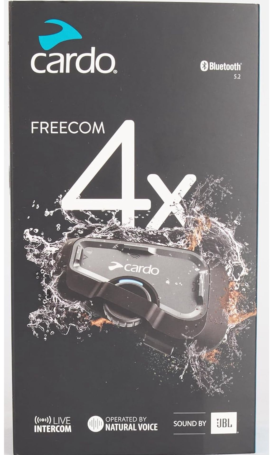 Cardo Systems FREECOM 4X Motorcycle 4-Way Helmet Bluetooth Communication System Headset Intercom, Universal Bluetooth Connectivity, Waterproof, 40mm S
