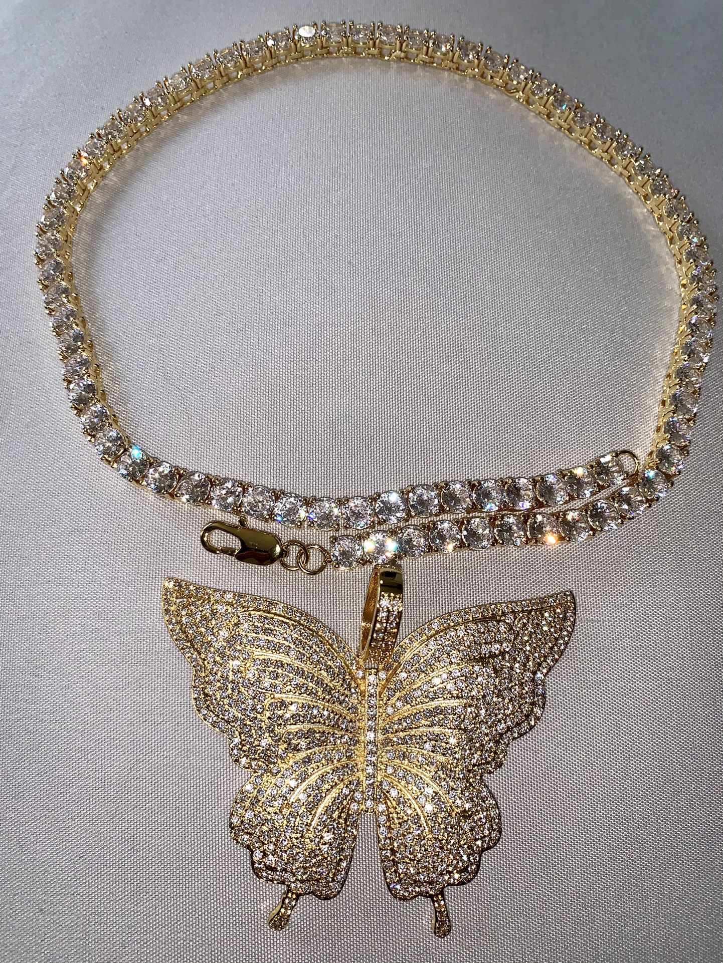 Gold Butterfly Tennis Necklace