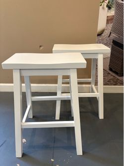 New White Saddle Stool Set (2)