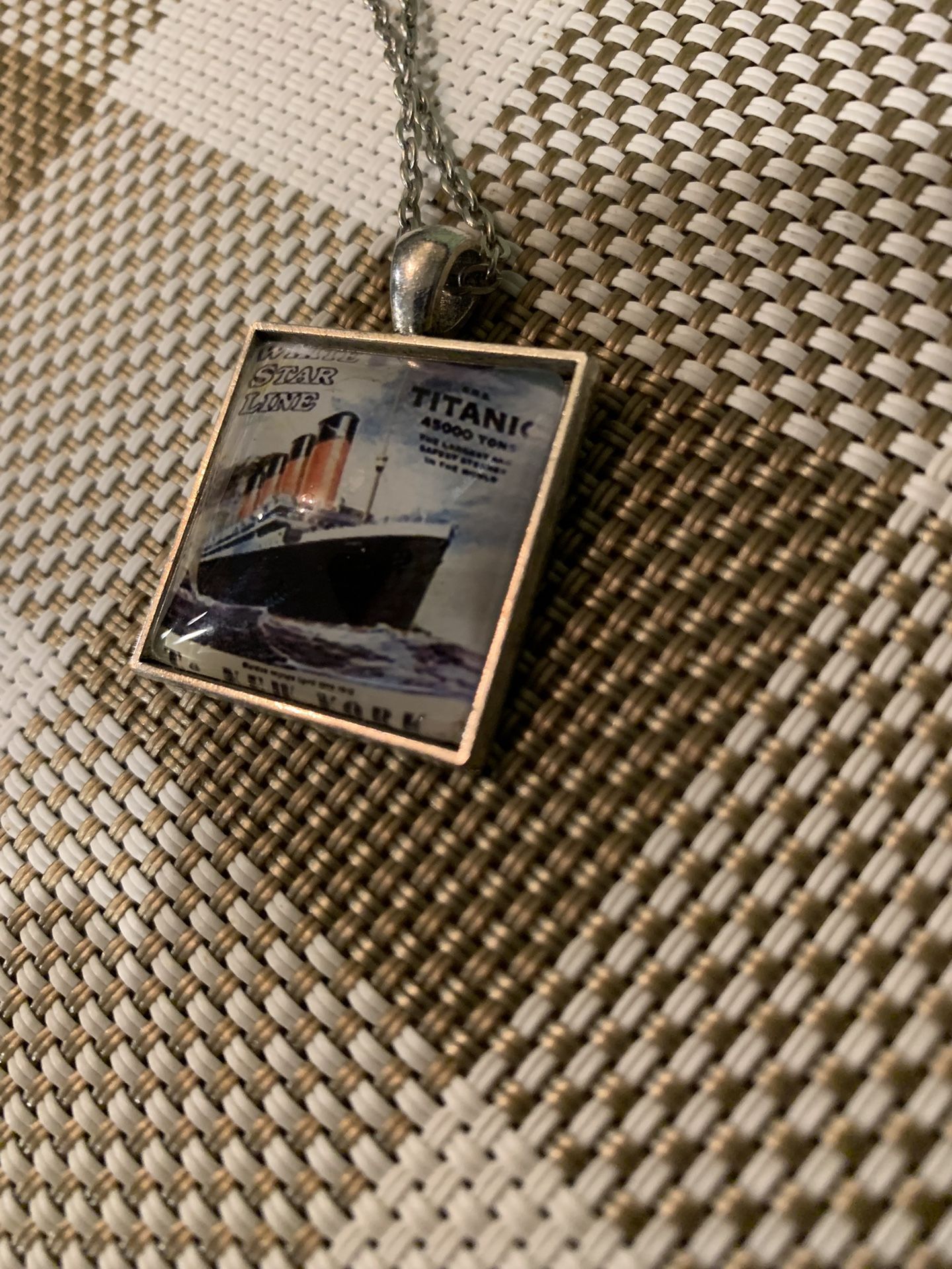 Titanic Thick Metal Pendant On 24 Inch Stainless Steel Chain