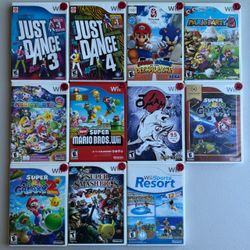 Nintendo Wii. Just Dance. Mario Party. Super Mario Galaxy