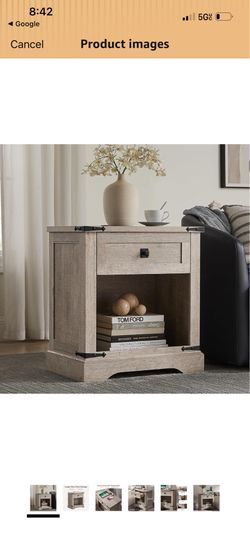T4TREAM 24" Farmhouse Nightstand with Charging Station