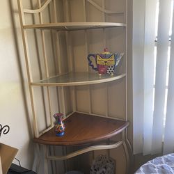 Corner Shelf - wood and glass shelves - pick up only
