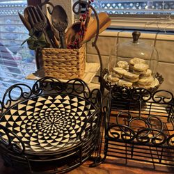 Wrought Iron Plate & Napkin Holders 