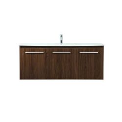 
Simply Living 48 in.W x 18 in.D x 19.7 in.H Bath Vanity in Walnut w/ Ivory Engineered Marble Top