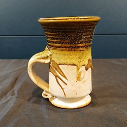 Machulis Pottery Stoneware Glazed Mug Cup Handmade Brown Tan 