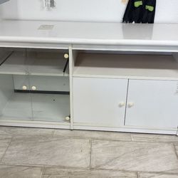 White Wood and Glass TV stand