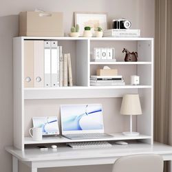 Desktop Bookshelf Organizer, 4-Tier Desktop Shelf with Cabinet for Computer Desk, Wall Shelf Organizer and Aesthetic Decoration