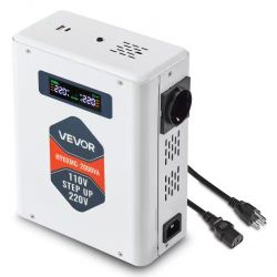 53#Step Up Voltage Converter, 2000VA, Heavy Duty Voltage Power Converter, 110V to 220V Power Transformer, with 2 EU Outlets, USB Output, LCD Display, 