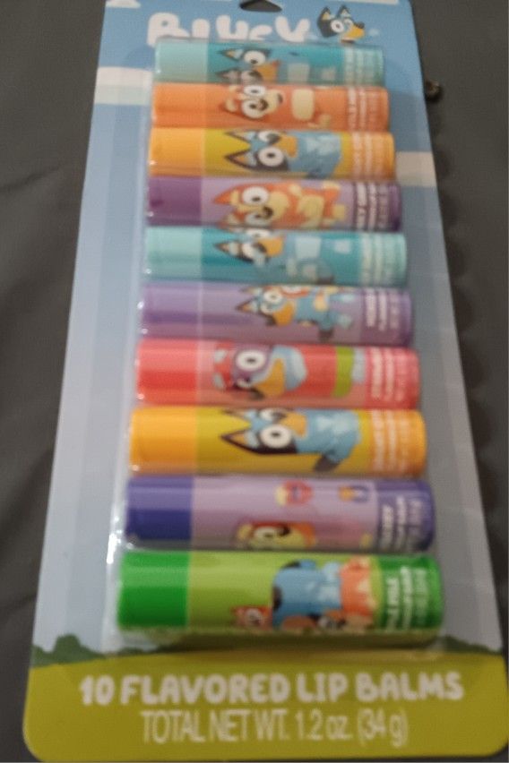 10 Flavored Lip Balms Bluey