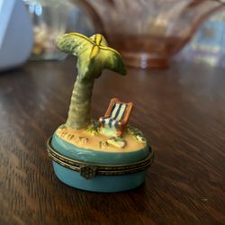 Palm Tree and Beach Chair Trinket Box