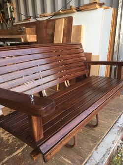 WALNUT PORCH SWING TEAK OIL FINISH WITH CHAIN 52” Wide $540