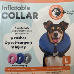 BENCMATE Protective Inflatable Collar for Dogs and Cats - Soft Pet Recovery Collar Does Not Block Vision E-Collar (Large, Dark Grey)