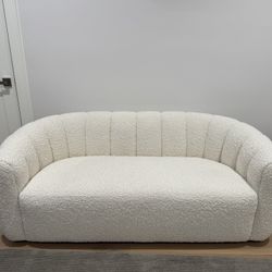 Fitz 72.5" Channeled White Boucle Loveseat- CB2
