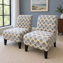 Set of 2 Matching Accent Chairs – Gray & Yellow