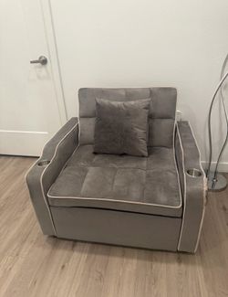 Sofa chair convertible grey velvet
