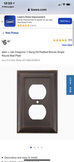 allen + roth Cosgrove 8 Gang Oil-Rubbed Bronze Single Round Wall Plate