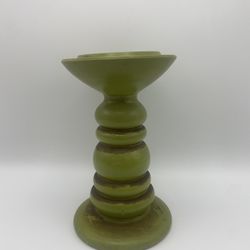 Vintage MCM Avocado Pillar Candle Holder