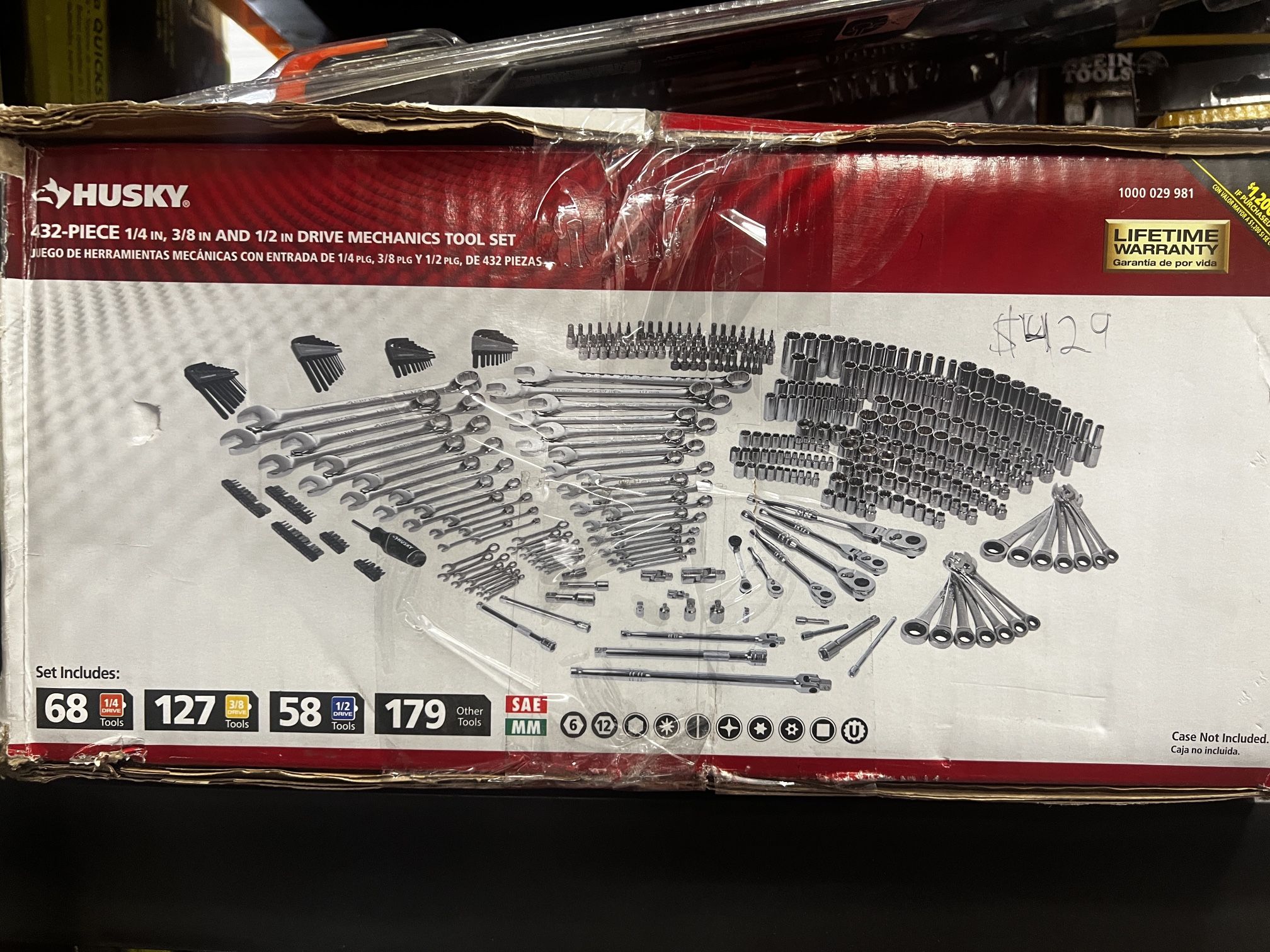 Husky 432- Pieces 1/4 In 1/2in Drive Mechanics Tool Set