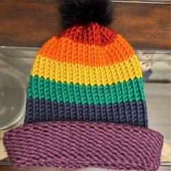Rainbow handmade Oversize Beanie