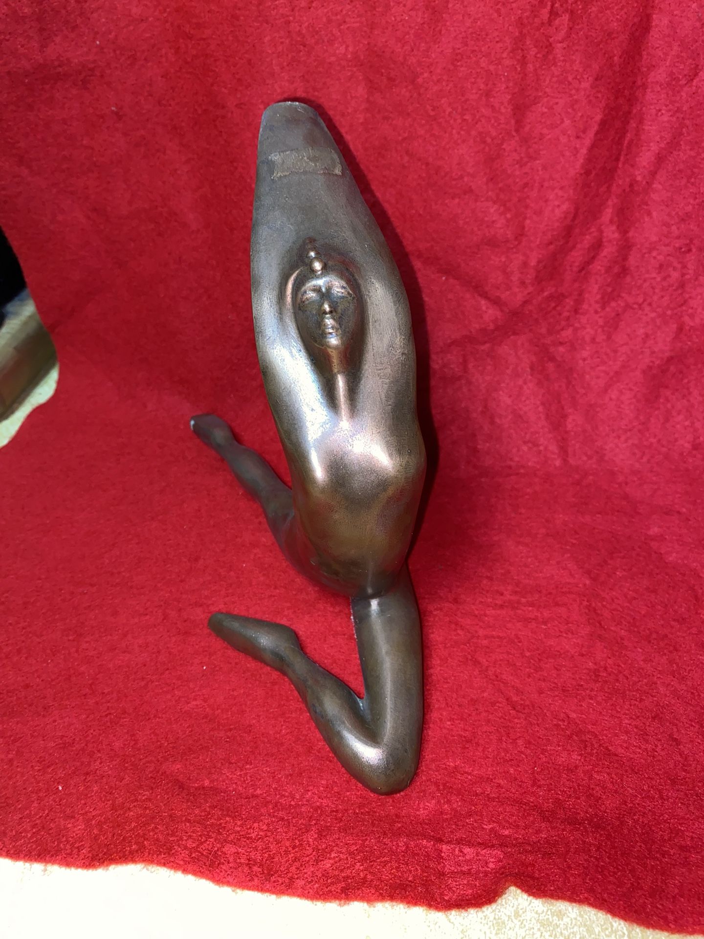 Vintage 7 Inch Tall x 10.5 Inch Width Copper Plated Alabaster Greek Modern Design Statue Imported From Greece