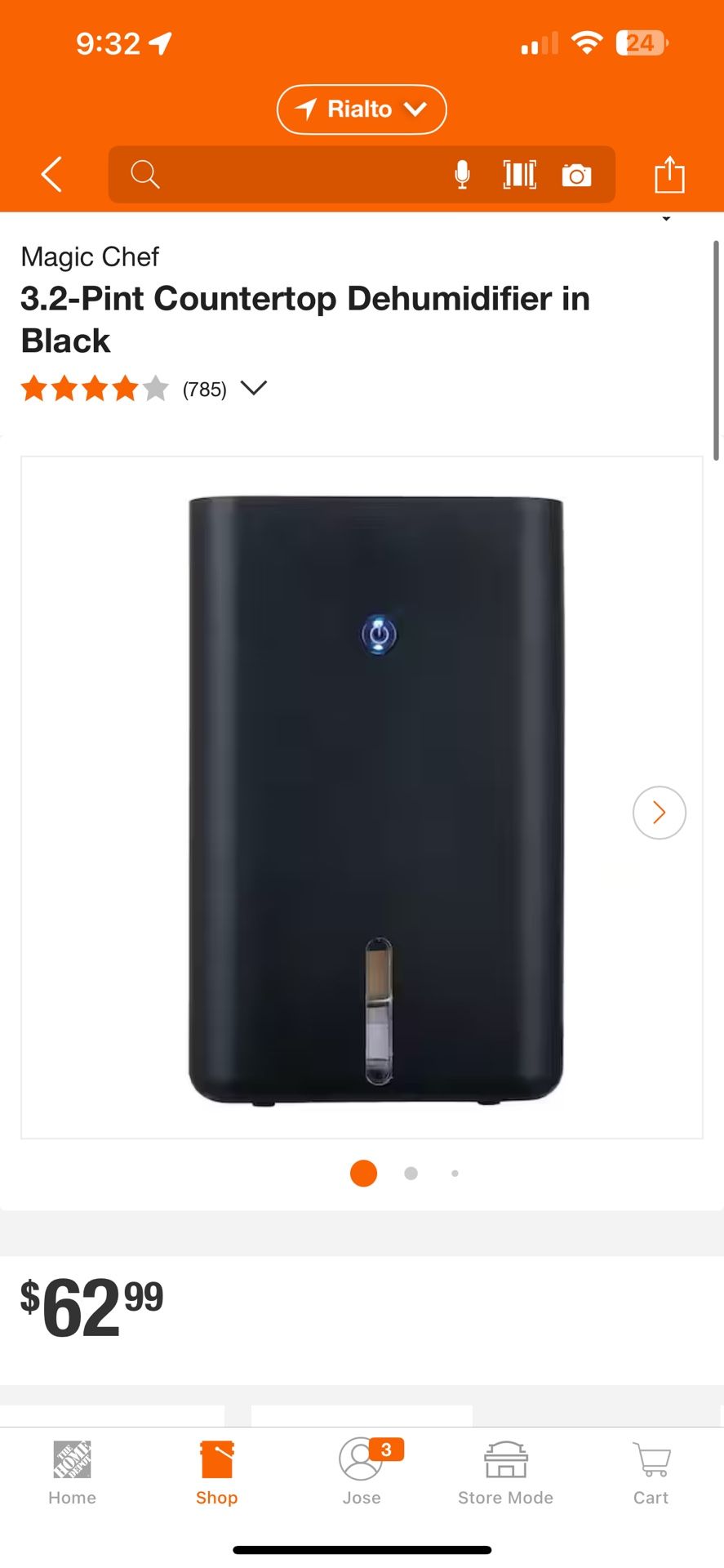 Magic Chef 3.2-Pint Countertop Dehumidifier in Black