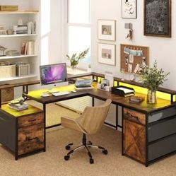 🔥🔥2-in-1 L Shaped or Straight LED  Desk with tons of features *Brand New*