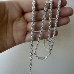 .925 Solid silver chain & Bracelet 