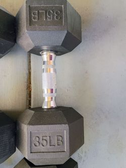 35 lb Single Rubber Hex Dumbbell