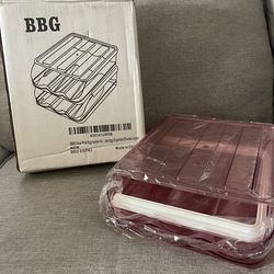 Clear Pink Double Layer Egg Holder Fridge Storage Container