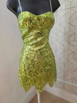 Costume Tinkerbell Green Sequin Mini Dress with Petal Hem