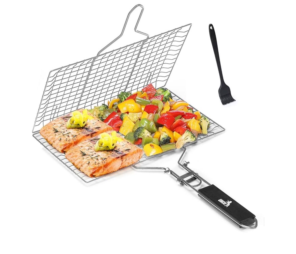 Grill Basket, Stainless Steel, Fish Grill Baskets for Outdoor Grill, Vegetable Grill Basket, BBQ Grill Basket, BBQ Basket, Grilling Basket, Fish Baske