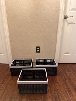 Collapsible Plastic Storage Crates Set of 3