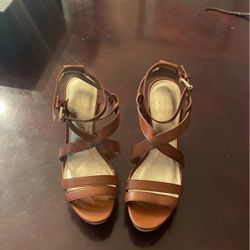 Size 8 Coach Brown Wedge Sandals 