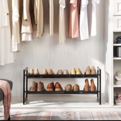 Shoe Rack, 2-Tier Stackable Shoe Storage