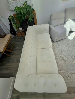 White Tufted Patterson Style Sofa
