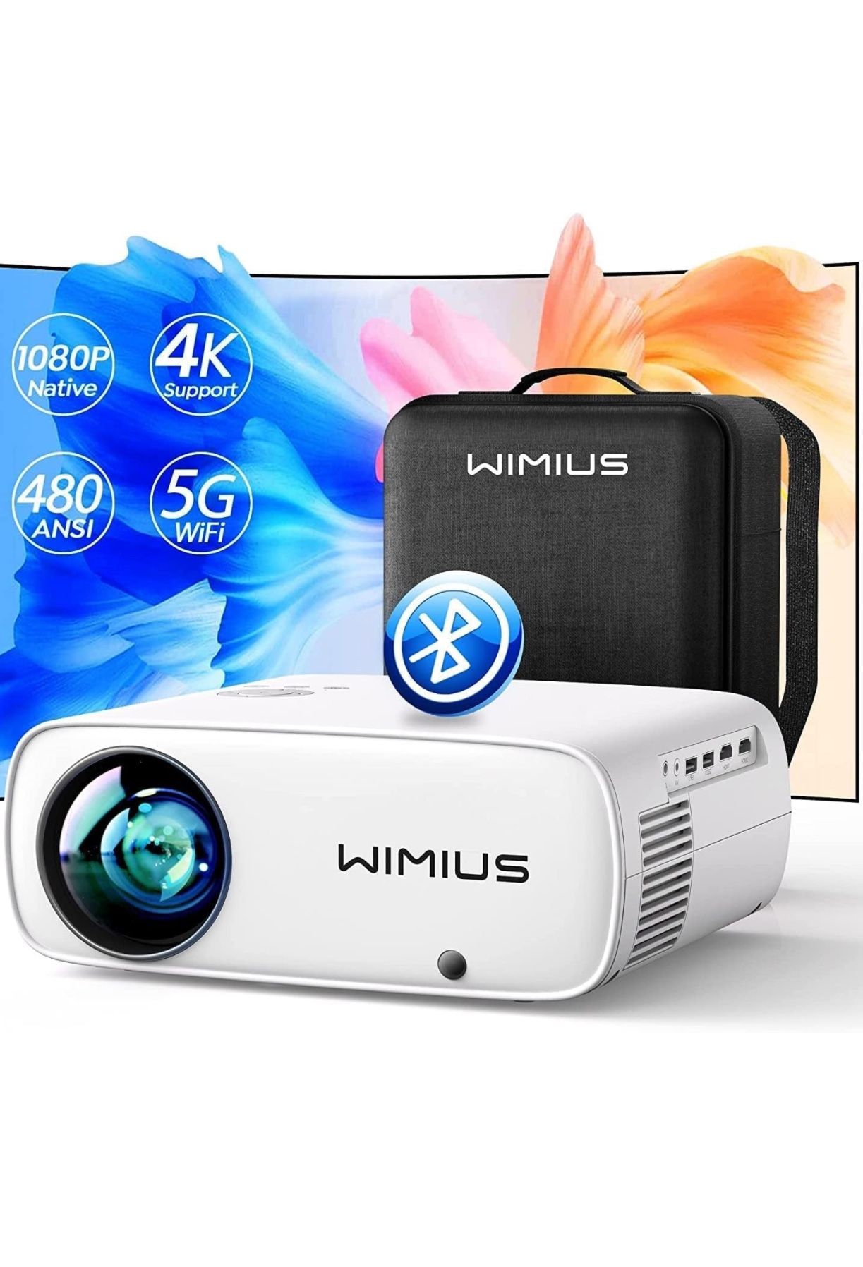 WiMiUS Projector with WiFi and Bluetooth Movie Projector (New)