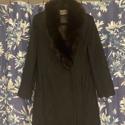 Vintage Pea coat With Fur Collar