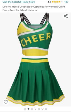 Halloween Costume Cheerleader Green & Yellow