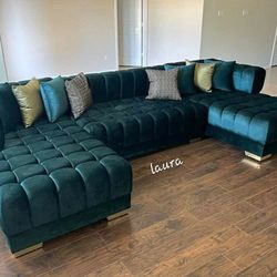 ♧ASK DISCOUNT COUPOn⭐PICK UP/DELIVERY sofa loveseat living room set sleeper couch recliner =
Ariana Green Velvet Double Chaise Sectional 