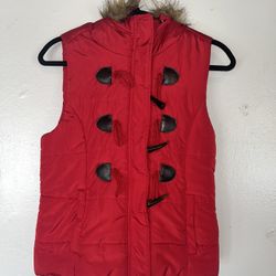 Vest w Fur Hood & Plaid Lining 