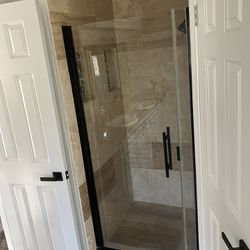 Shower glass door granite countertop Jacuzzi hot tub