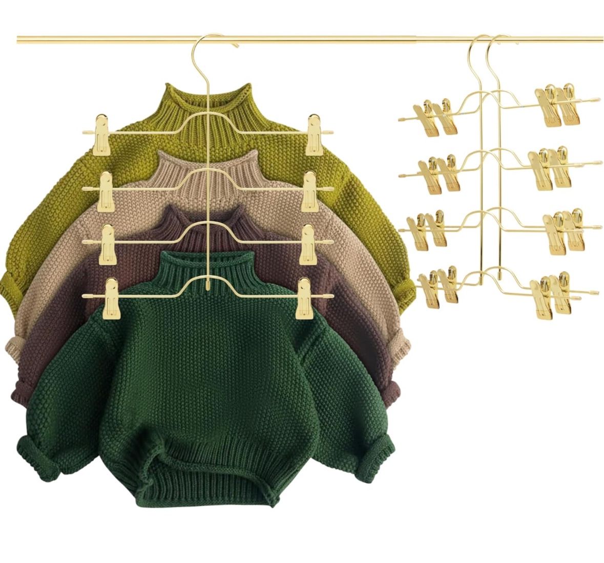 Multilayer Space Saving Pants & Skirt Hanger , Baby hanger for Kids ,3 Pack , Gold