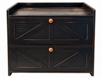 Black Distressed Wood 2-Drawer Dresser