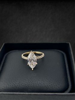 Marquise shape 14k Yellow Gold half way diamond Ring