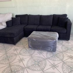 Black Sectional With Free Ottoman ‼️different Colors Available ‼️