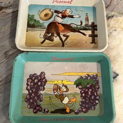 Vintage Disney 1950s Donald Duck Tipping Tray Pascual Soda Advertising Tin 