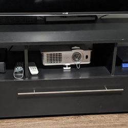 Tv Media Console Black 60 inch Led Light Remote