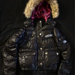 Ecko RED black puffer jacket with faux fur hood